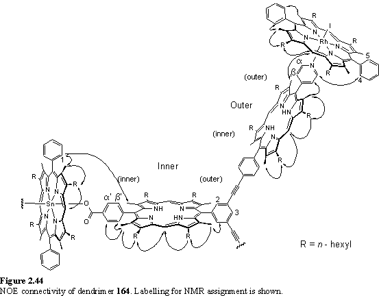 NOE connectivity of Sn(IV) Rh(III) porphyrin wedge complex