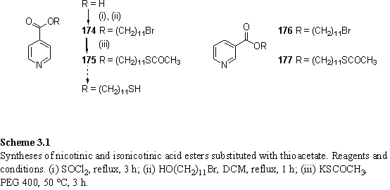 Synthesis of nicotinic and isonicotinic acid esters substituted with thioacetate