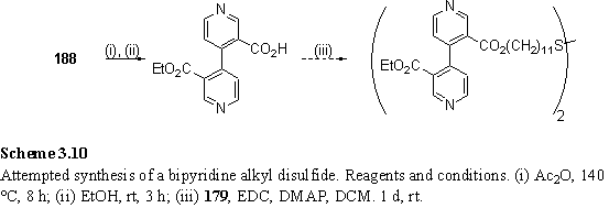 Attempted synthesis of a bipyridine alkyl disulfide