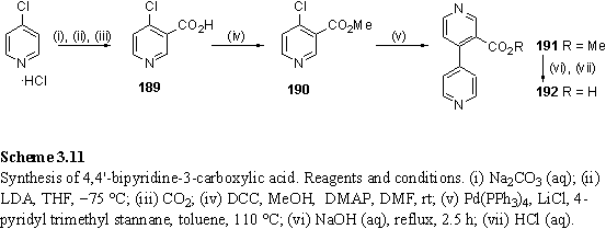 Synthesis of 4,4'-bipyridine-3-carboxylic acid. InChI=1S/C11H8N2O2/c14-11(15)10-7-13-6-3-9(10)8-1-4-12-5-2-8/h1-7H,(H,14,15)